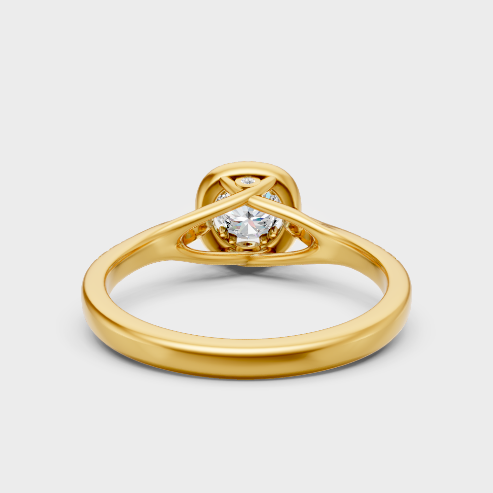 Yellow Gold Round Diamond Halo Engagement Ring For A Timeless Ethical Look