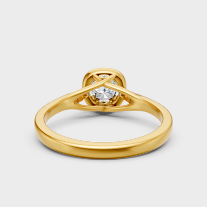 Yellow Gold Round Diamond Halo Engagement Ring For A Timeless Ethical Look