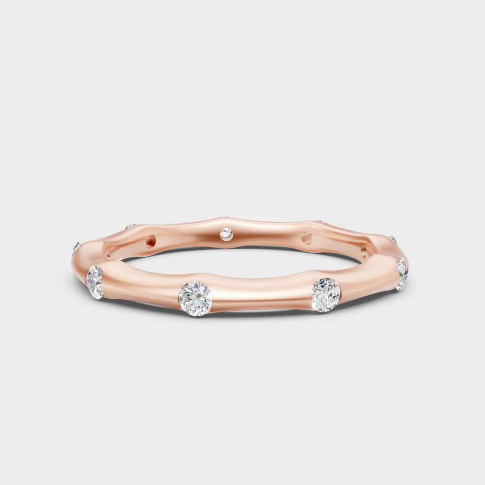 Blush Rose Gold Ring With Hallmarked  Round Lab-Grown Diamond Detail