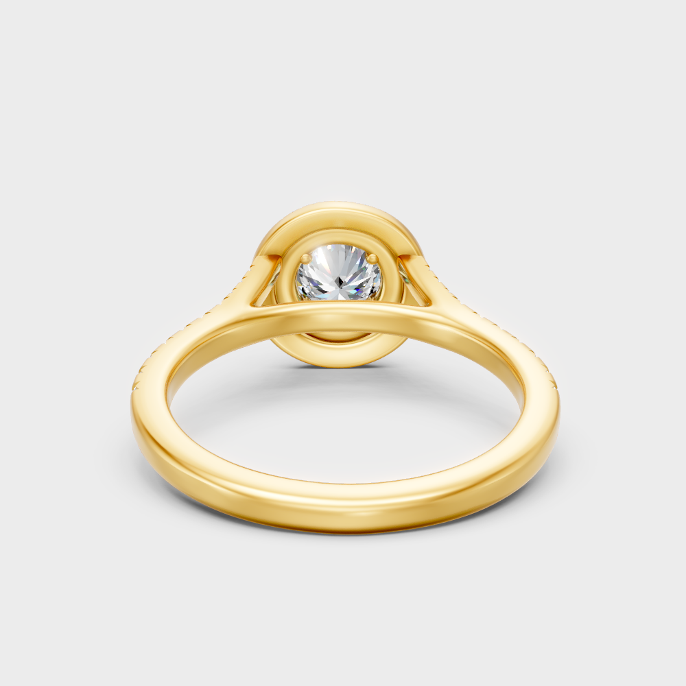 Yellow Gold Round Diamond Double Halo Engagement Ring For A Timeless Ethical Style