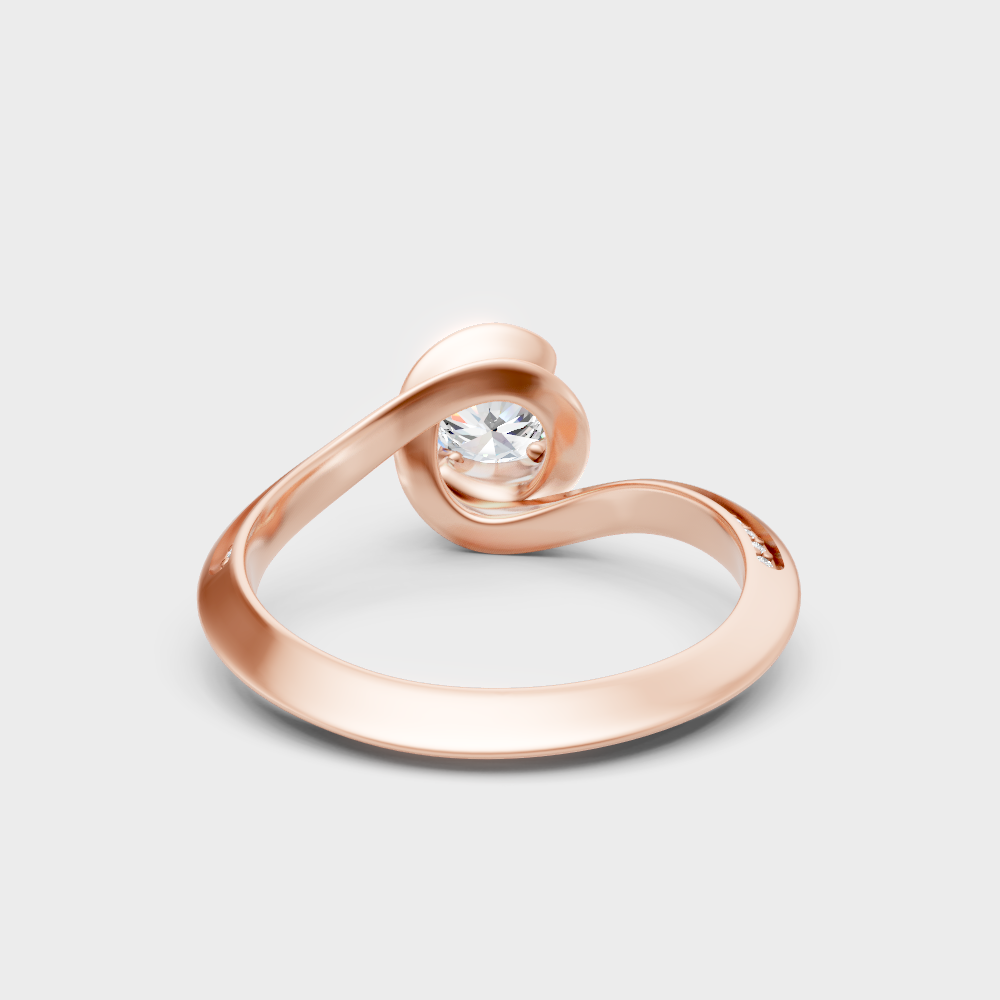 Blush Rose Gold Ring With Hallmarked  Round Lab-Grown Diamond Halo Detail