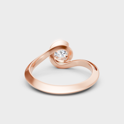 Blush Rose Gold Ring With Hallmarked  Round Lab-Grown Diamond Halo Detail