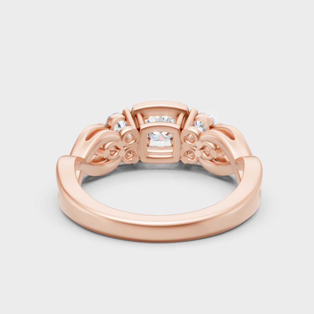 Blush Rose Gold Ring With Hallmarked  Round Lab-Grown Diamond Halo Detail