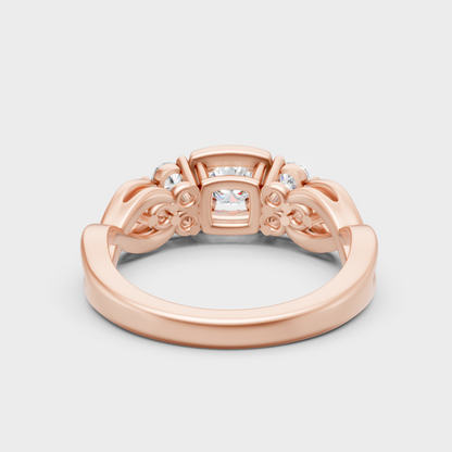 Blush Rose Gold Ring With Hallmarked  Round Lab-Grown Diamond Halo Detail