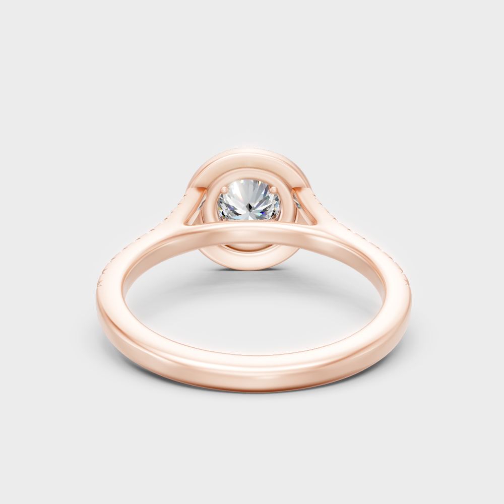  Modern 9K Rose Gold Double Halo Engagement Ring With Brilliant Sustainable Lab Diamonds
