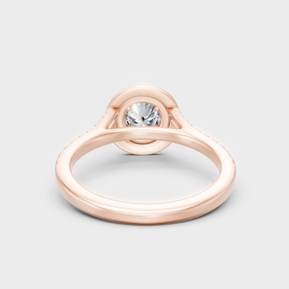  Modern 9K Rose Gold Double Halo Engagement Ring With Brilliant Sustainable Lab Diamonds