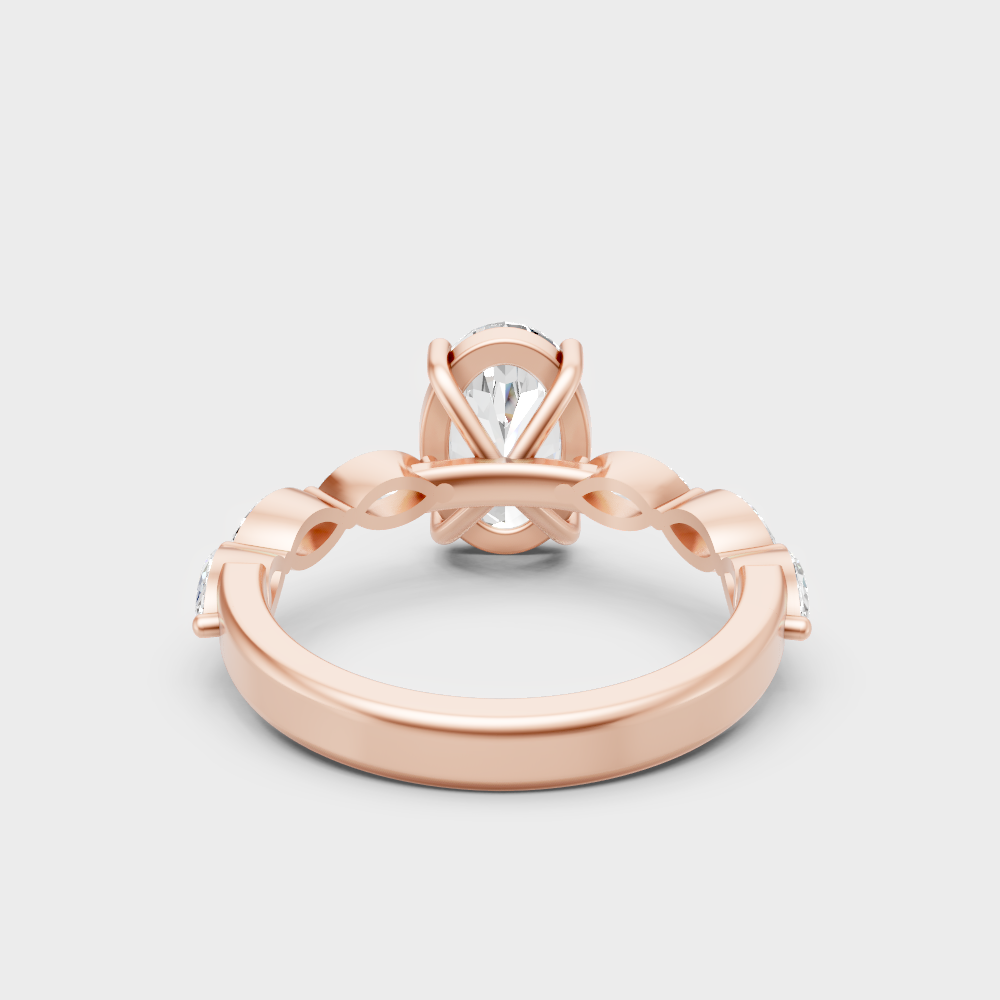 Blush Rose Gold Ring With Hallmarked Oval Lab-Grown Diamond Detail