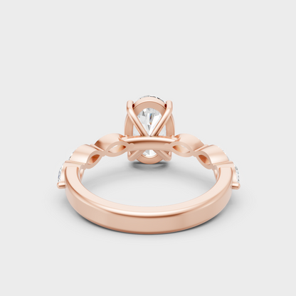 Blush Rose Gold Ring With Hallmarked Oval Lab-Grown Diamond Detail