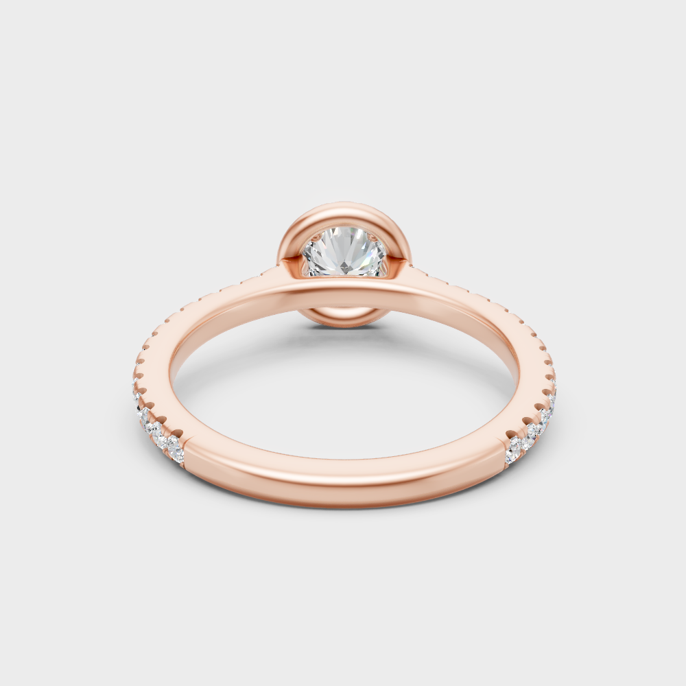  Blush Rose Gold Ring With Hallmarked  Round Lab-Grown Diamond Halo Detail