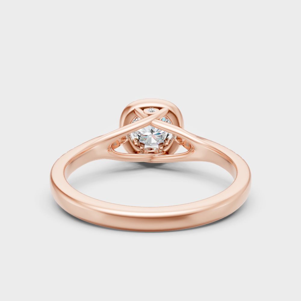 Blush Rose Gold Ring With Hallmarked  Round Lab-Grown Diamond Halo Detail