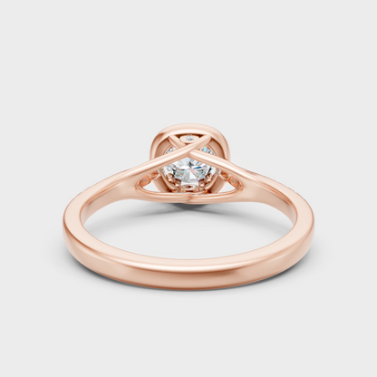 Blush Rose Gold Ring With Hallmarked  Round Lab-Grown Diamond Halo Detail
