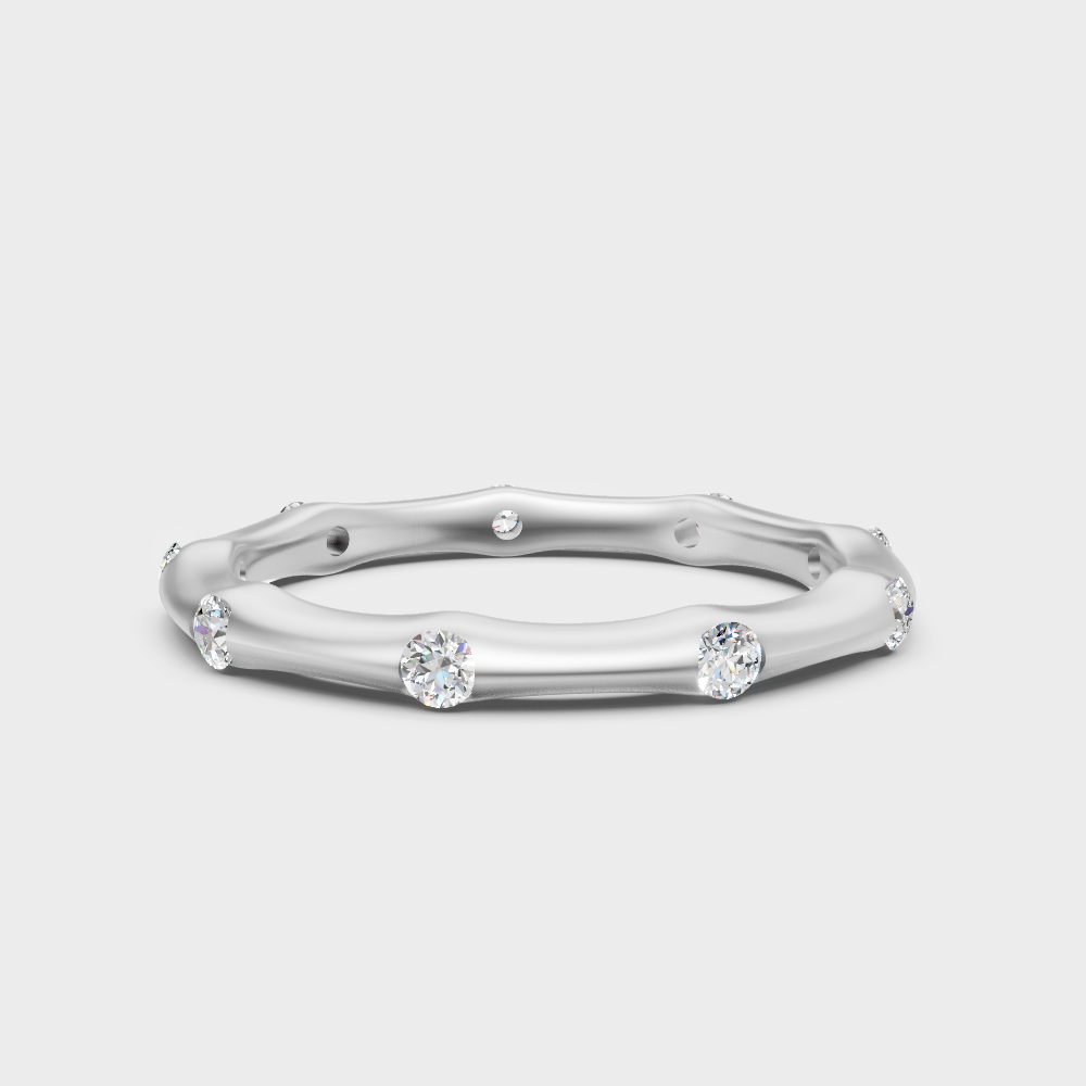 White Gold Round Lab-Grown Diamond Band With Hallmark Gold Quality