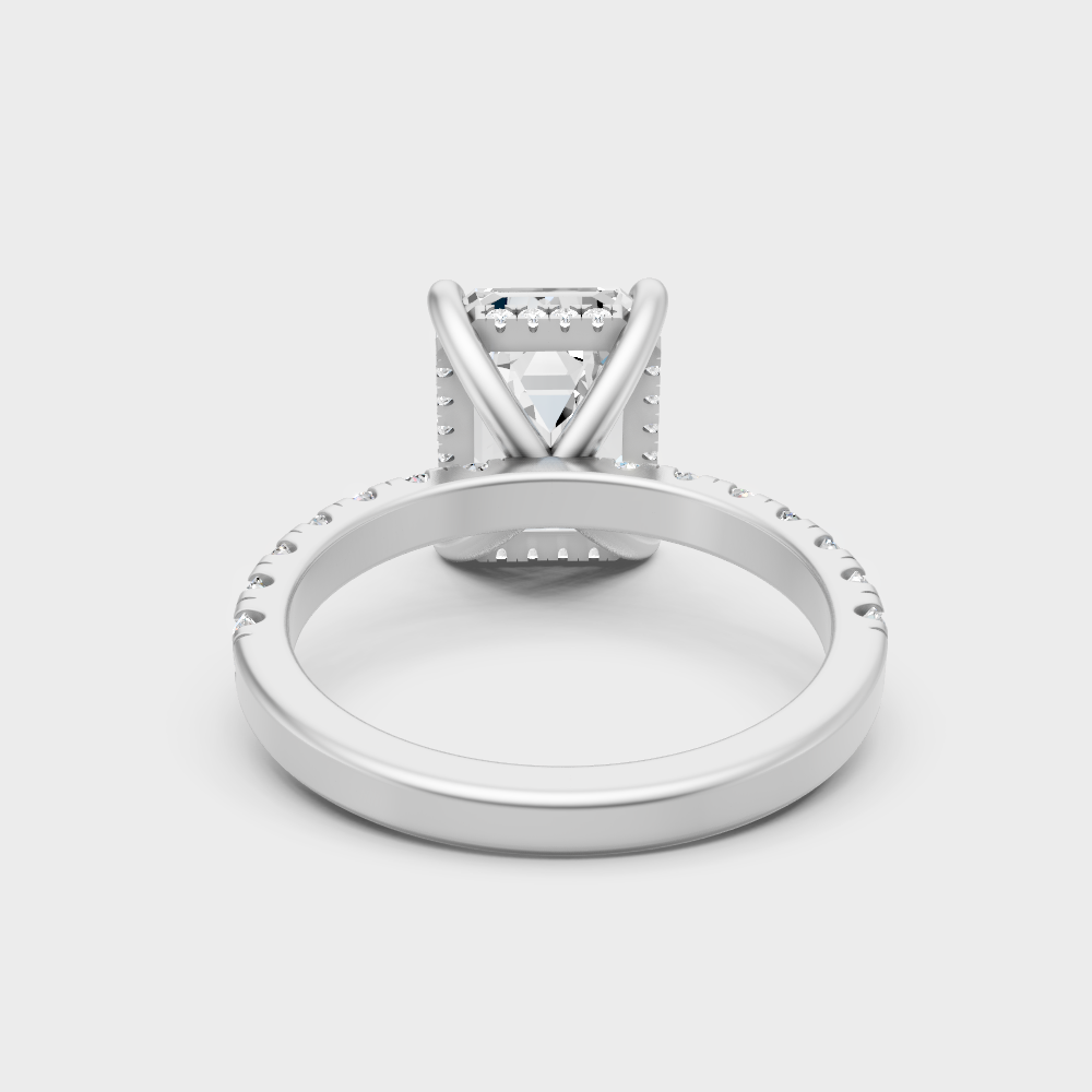 Premium 950 Platinum Hidden Halo Ring Showcasing A 4.30 Carat Emerald Sustainable Diamond