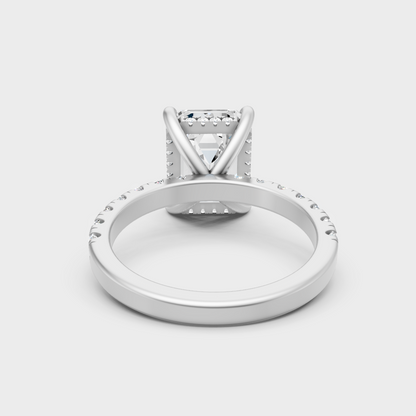 Premium 950 Platinum Hidden Halo Ring Showcasing A 4.30 Carat Emerald Sustainable Diamond