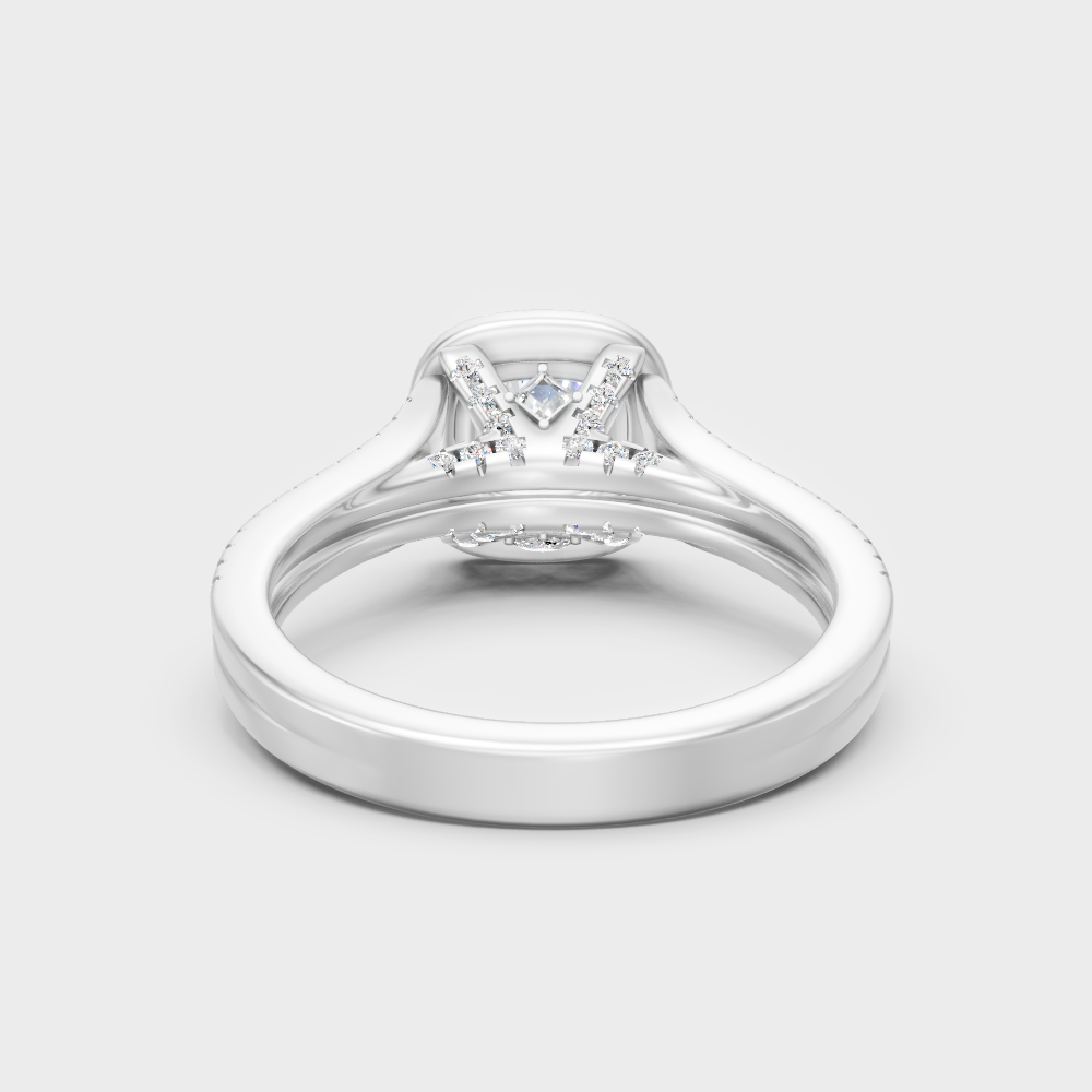 White Gold Round-Shaped Lab-Grown Diamond Double Halo Ring With Hallmark Quality