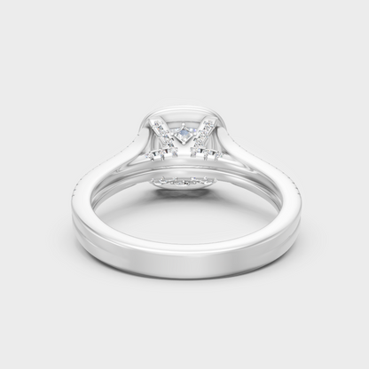 White Gold Round-Shaped Lab-Grown Diamond Double Halo Ring With Hallmark Quality