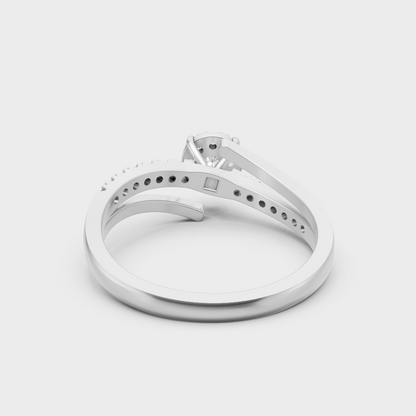  White Gold Round-Shaped Lab-Grown Diamond Ring With Hallmark Gold Quality