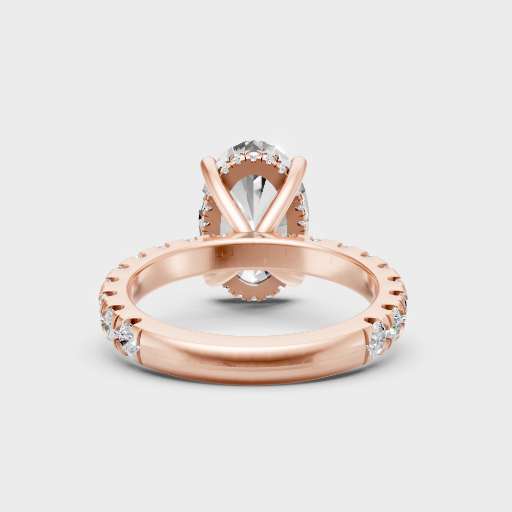 Luxury Rose Gold Engagement Ring With A Certified 3.89Ct Oval Hidden Halo Design