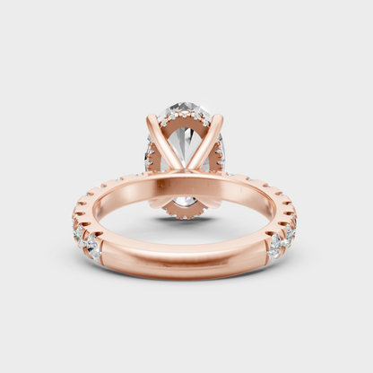 Luxury Rose Gold Engagement Ring With A Certified 3.89Ct Oval Hidden Halo Design