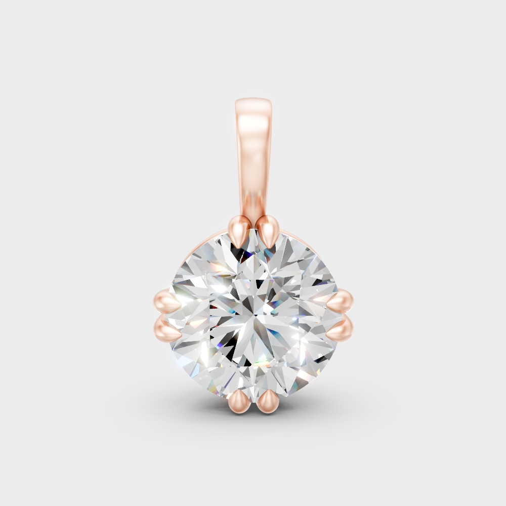 Certified Round Lab Diamond Pendant Rose Gold