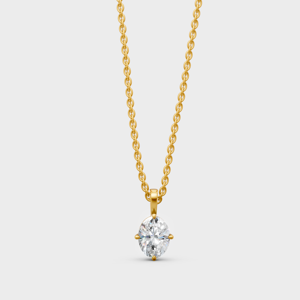 1 Ct Oval Cut Certified Lab-Grown Diamond Pendant Yellow Gold