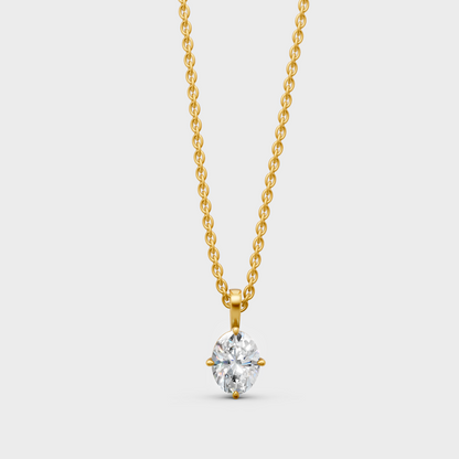 1 Ct Oval Cut Certified Lab-Grown Diamond Pendant Yellow Gold