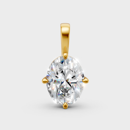 Luxury Oval Diamond Pendant Yellow Gold Fine Jewelry