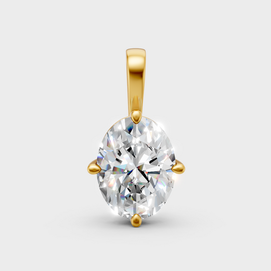 Luxury Oval Diamond Pendant Yellow Gold Fine Jewelry