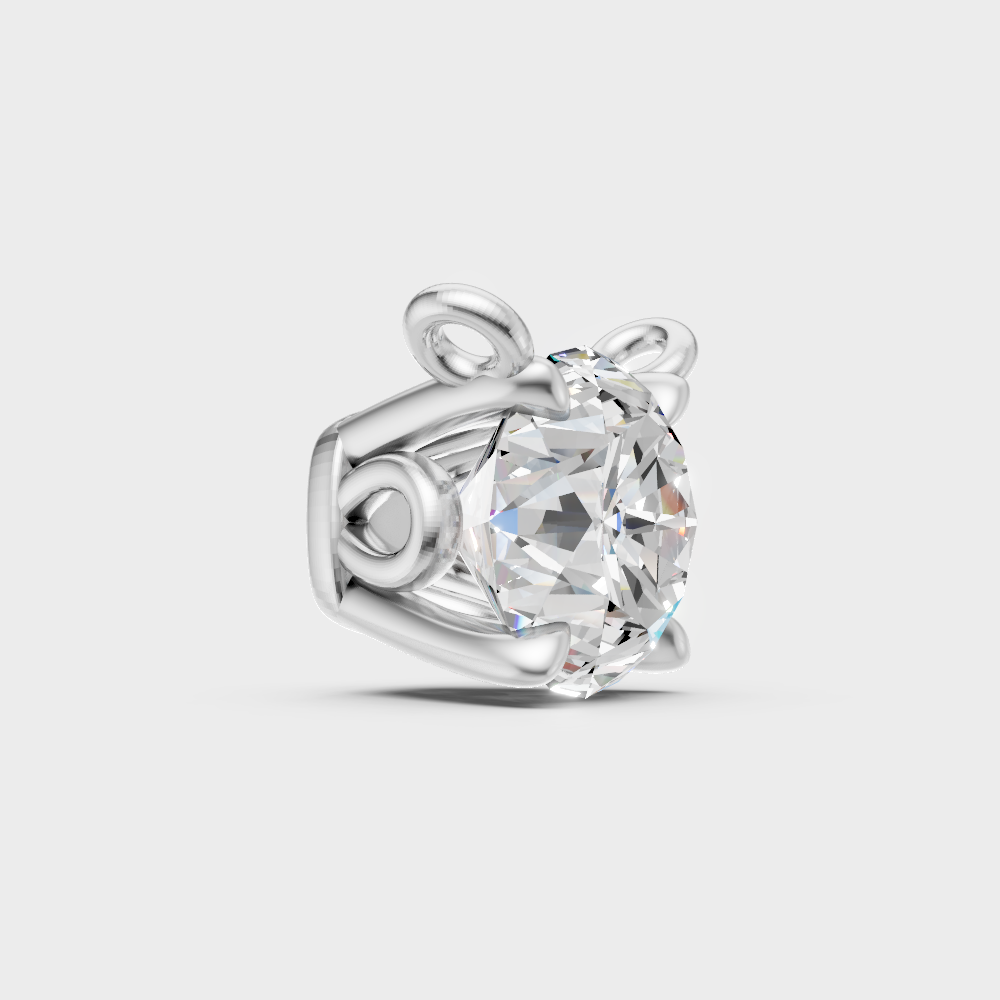 Premium 18K White Gold Round Lab Diamond Solitaire Necklace