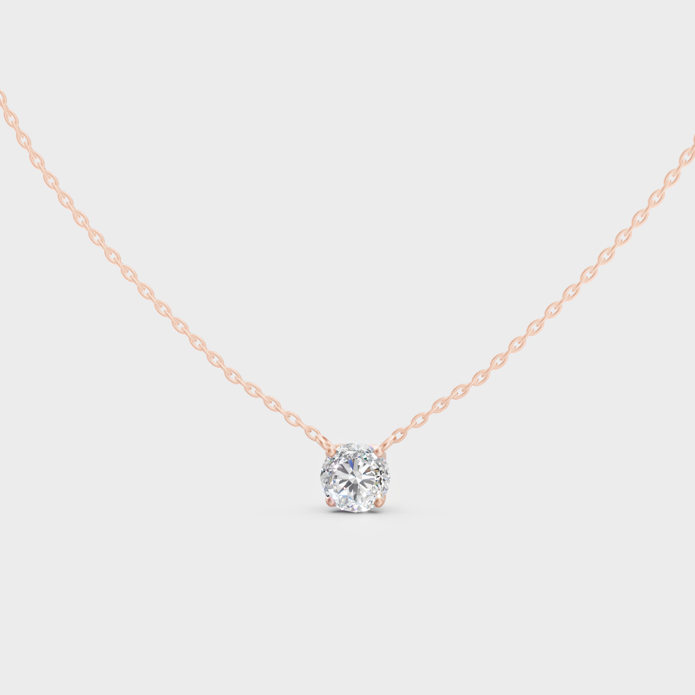 Round Cut 1 Ct Lab Grown Diamond Pendant Rose Gold