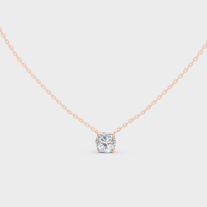 Round Cut 1 Ct Lab Grown Diamond Pendant Rose Gold