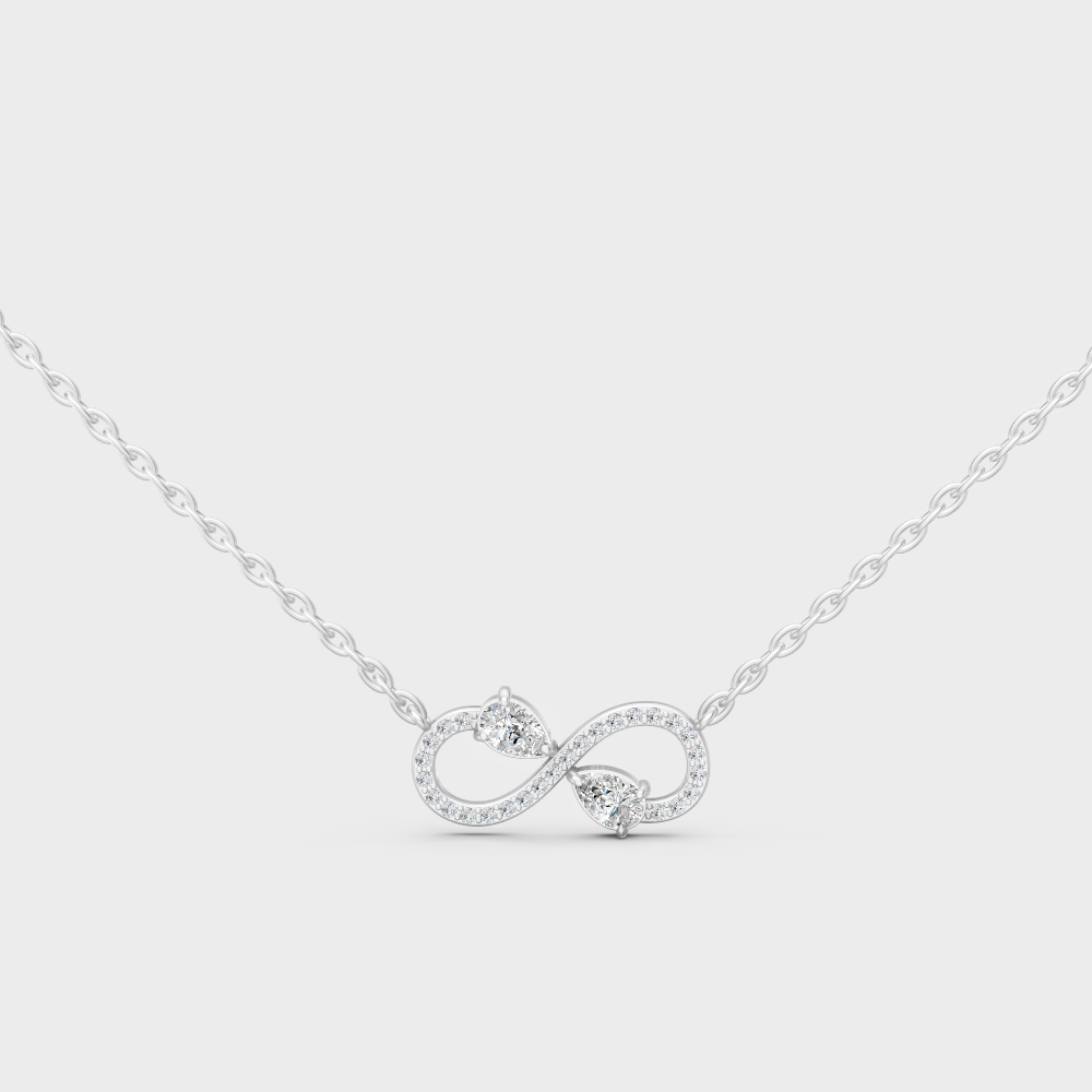 0.71 Ct Pear & Round Lab-Grown Diamond Infinity Pendant With Chain In White Gold