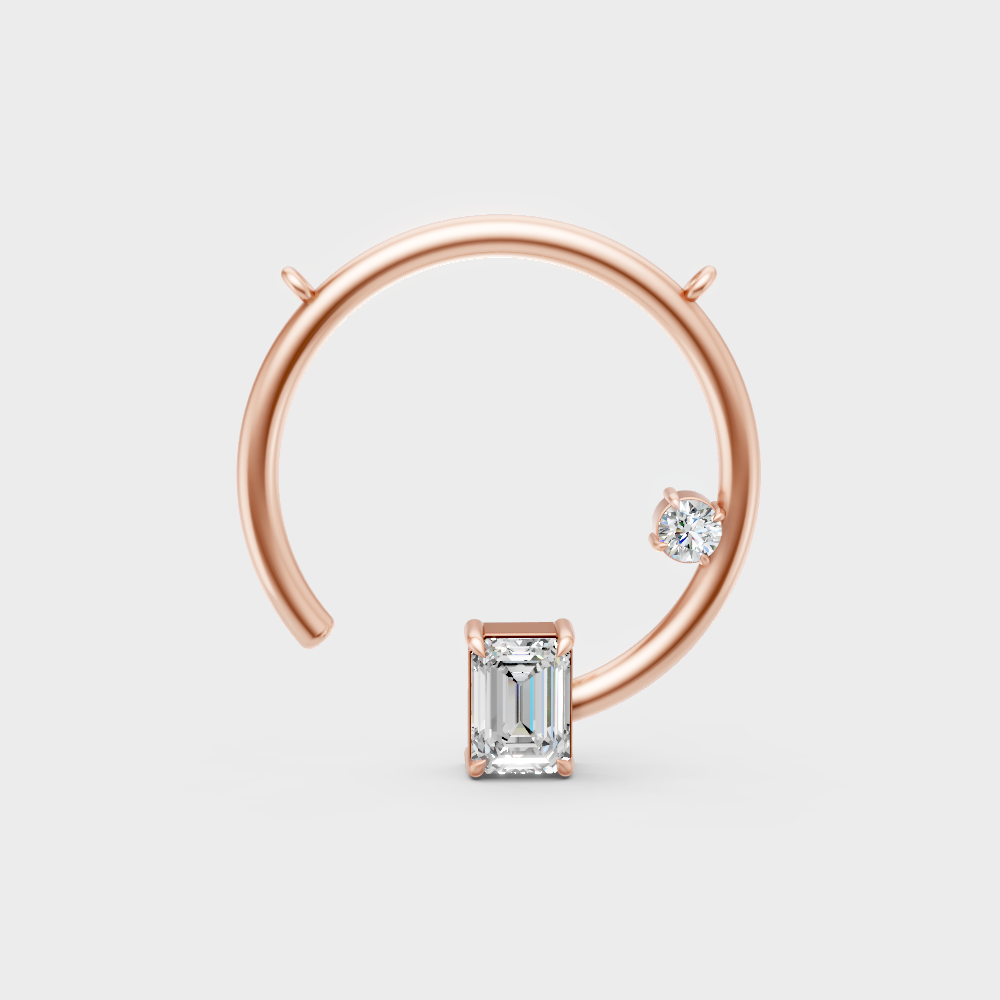 GLI Certified Emerald And Round Cut Lab-Grown Diamond Pendant In Hallmark Rose Gold