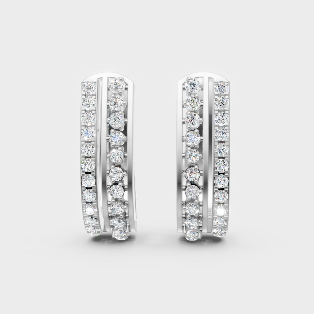 0.55 Ct GLI Certified Lab-Grown Round Diamond Hoop Earrings In White Gold