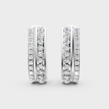 0.55 Ct GLI Certified Lab-Grown Round Diamond Hoop Earrings In White Gold