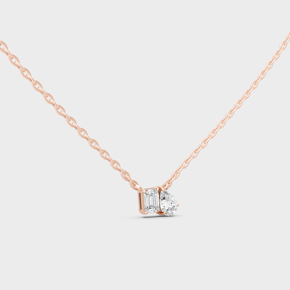 Emerald And Pear Cut Lab-Grown Diamond Pendant Rose Gold
