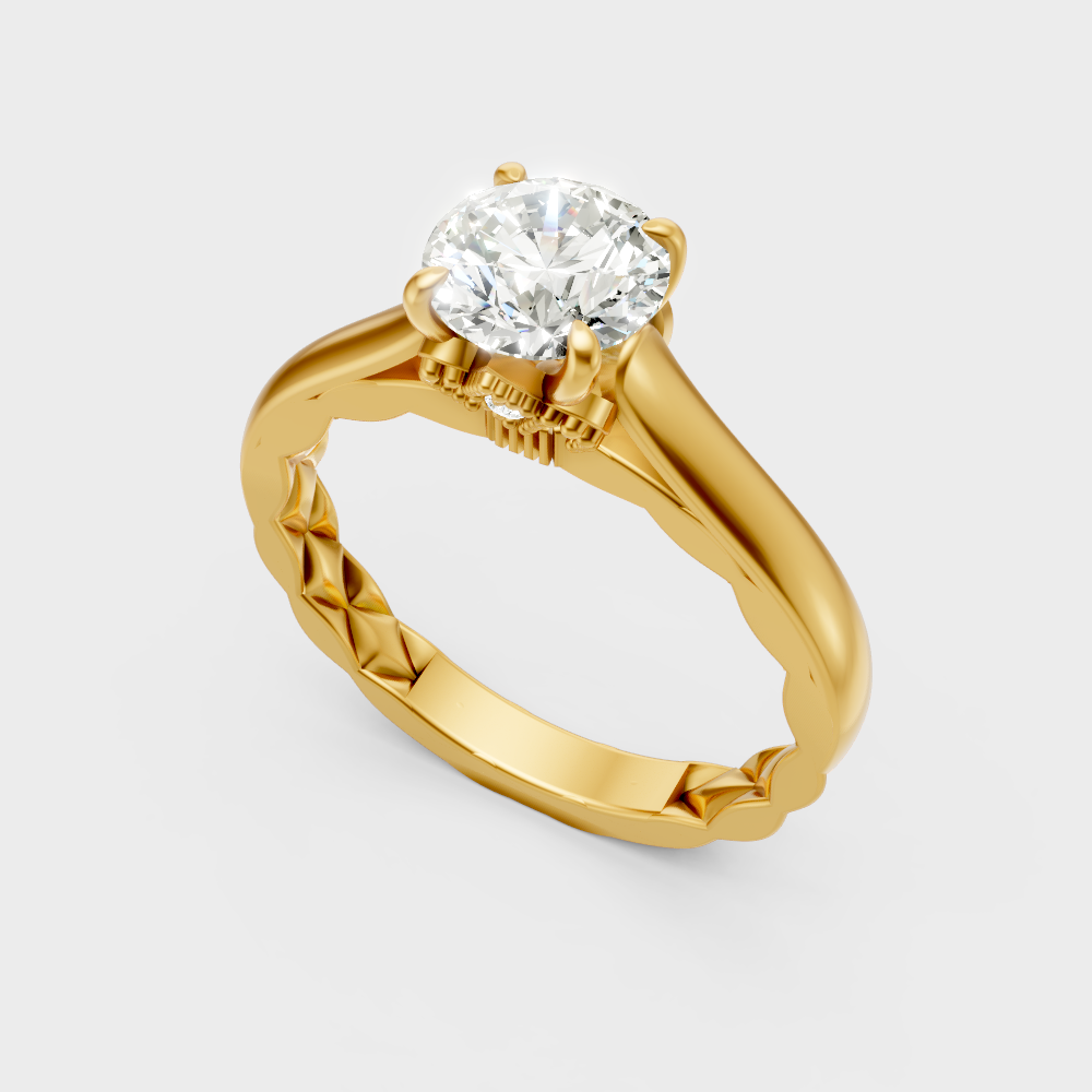 Yellow Gold Round Diamond Ring Available In