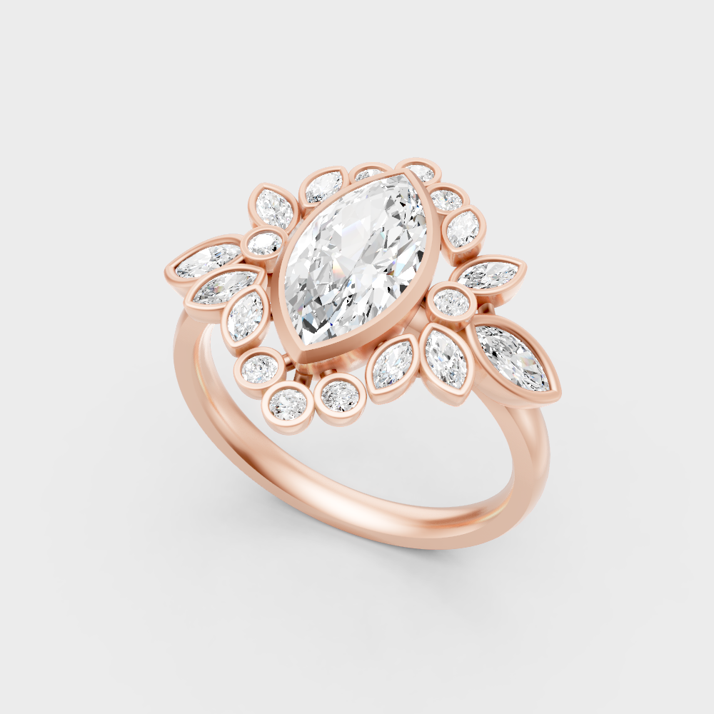 Rose Gold Marquise Lab-Grown Diamond Ring For Modern Ethical Luxury