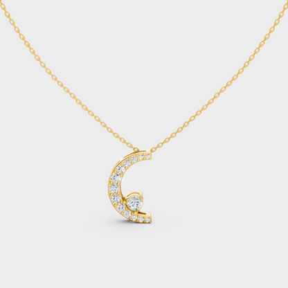 0.21 Ct Lab-Grown Round Cut Diamond Pendant In Yellow Gold