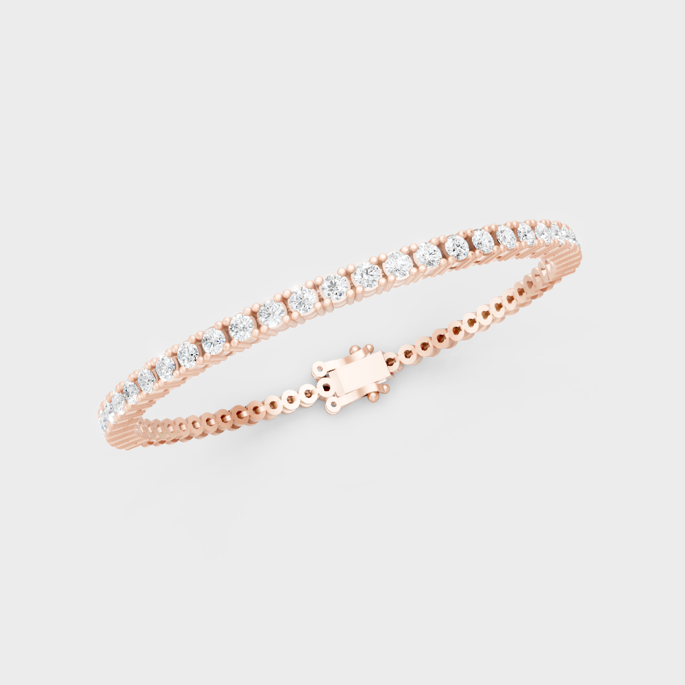 Brilliant Round Cut Diamond Bracelet Rose Gold