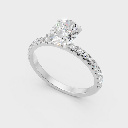 Sleek 18K White Gold Engagement Ring Featuring A 1.19Ct Oval Diamond Center