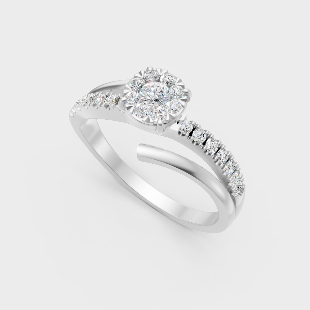 Sleek 18K White Gold Engagement Ring Featuring A Gli Certified Round Lab Diamond