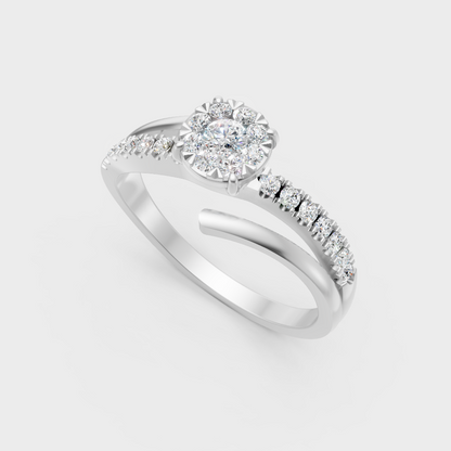 Sleek 18K White Gold Engagement Ring Featuring A Gli Certified Round Lab Diamond