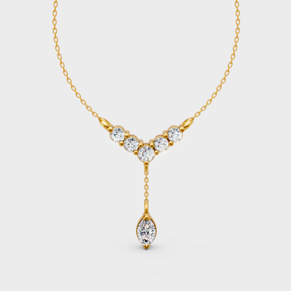 0.31 Ct Round & Marquise Lab-Grown Diamond Pendant With Chain In Yellow Gold
