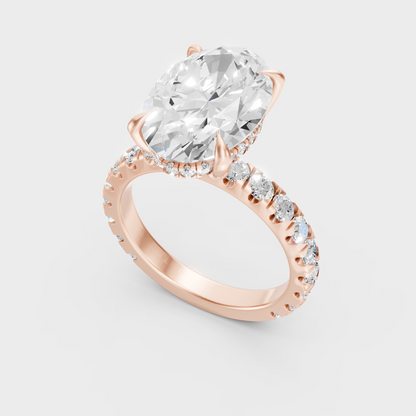Sleek 14K Rose Gold Engagement Ring Featuring A Certified 3.89Ct Oval Lab Diamond
