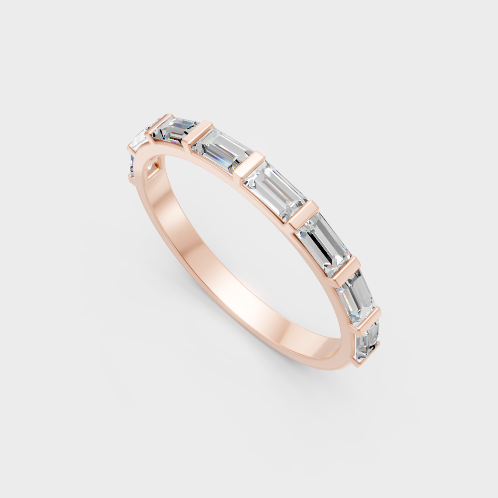 Modern rose gold baguette diamond ring for a unique ethical luxury style