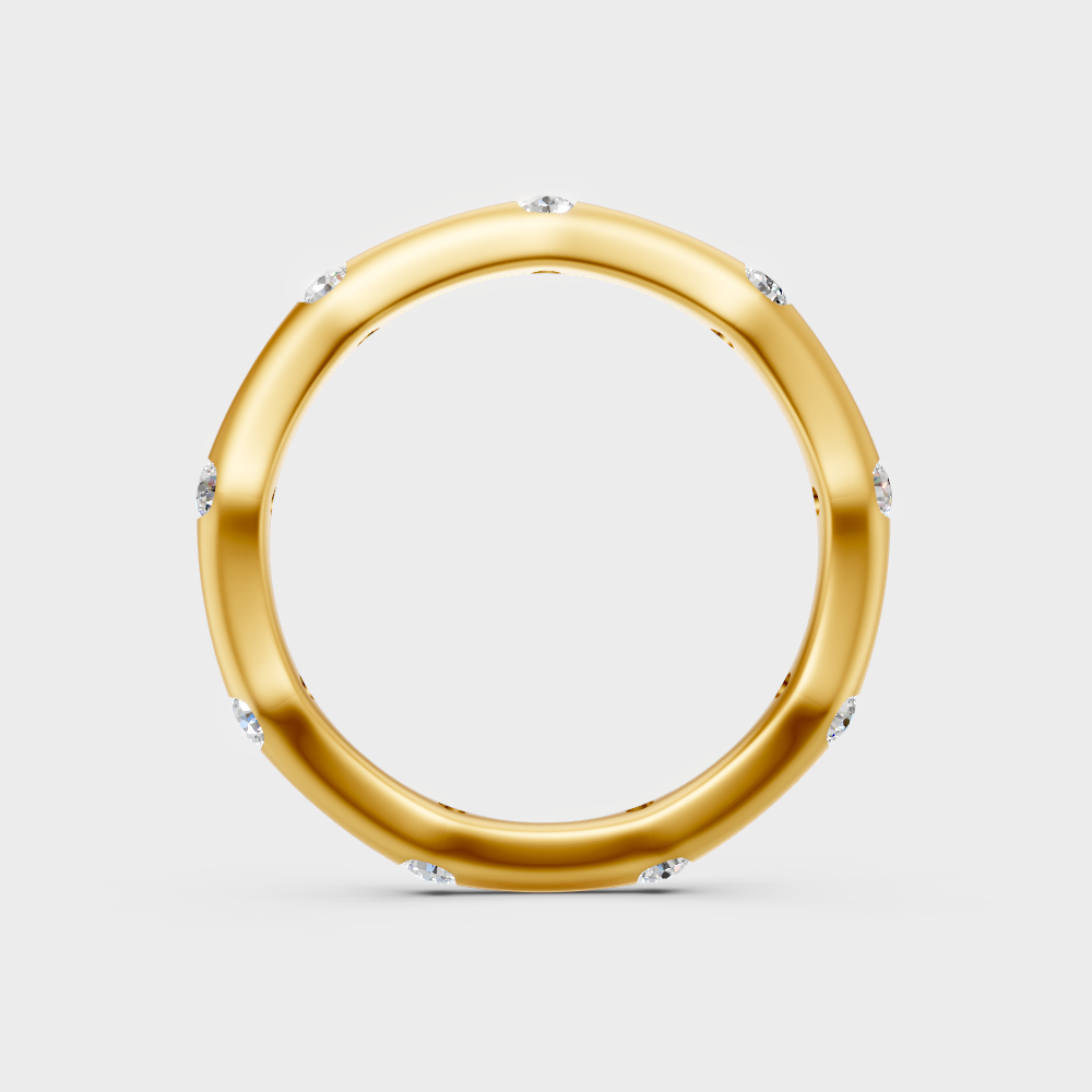 Sustainable Yellow Gold Wedding Band With A Brilliant Round Diamond