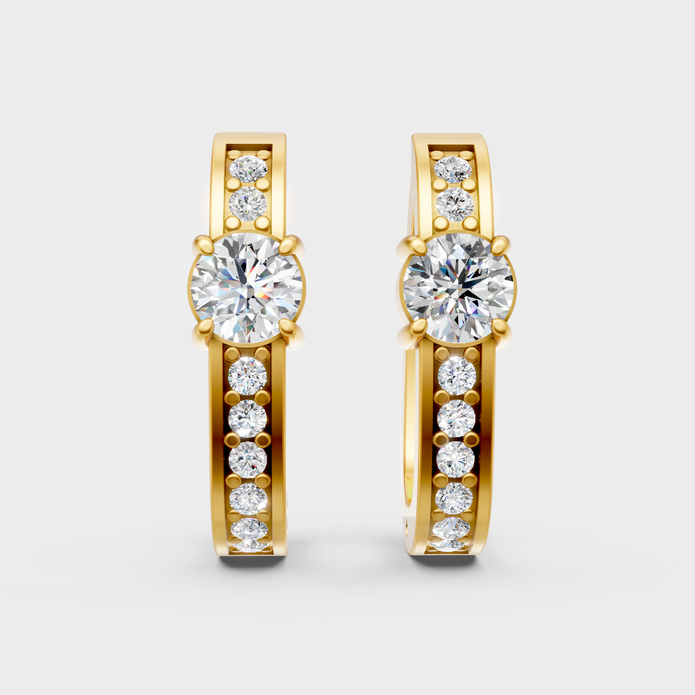 Sustainable yellow gold hoops with brilliant-cut lab diamonds for everyday luxury