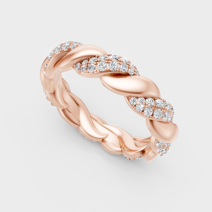 Modern Rose Gold Diamond Band With A Brilliant Sustainable Round Diamond