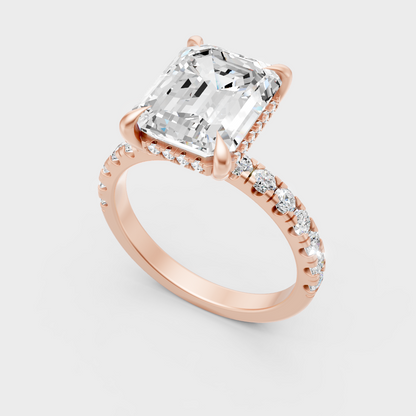 Sleek 14K Rose Gold Engagement Ring Featuring A Certified 4.30Ct Emerald Diamond